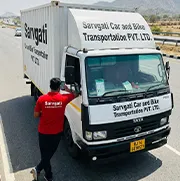 Closed container vehicle carrier on highway with GPS tracking for secure transport