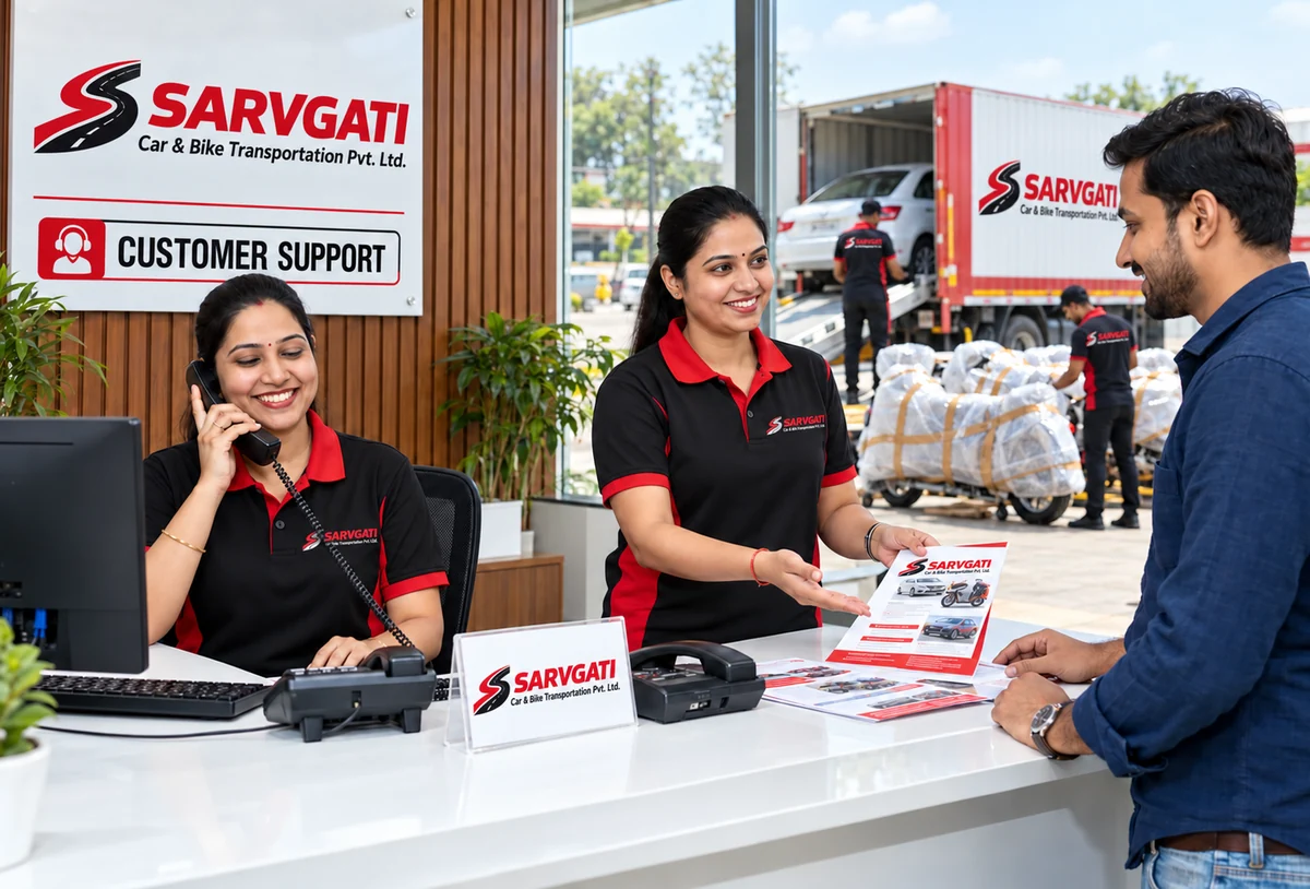 Illustration: Sarvgati Car and Bike Transportation Contact Us Image