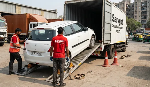 Professional car and bike loading and unloading service in Delhi by Sarvgati Car and Bike Transportation PVT. LTD.