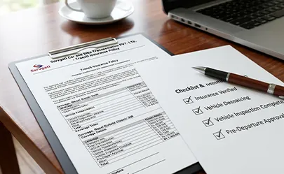 Vehicle insurance documentation for car transport